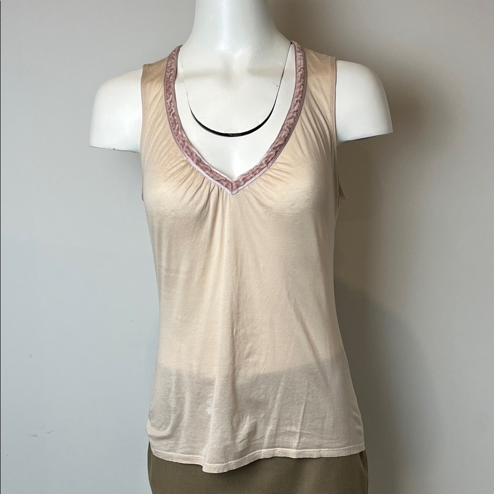 Gucci Cream and Pink V-Neck Tank Top